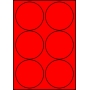 Etykiety A4 kolorowe Kółka Fi 94 mm – czerwone fluorescencyjne